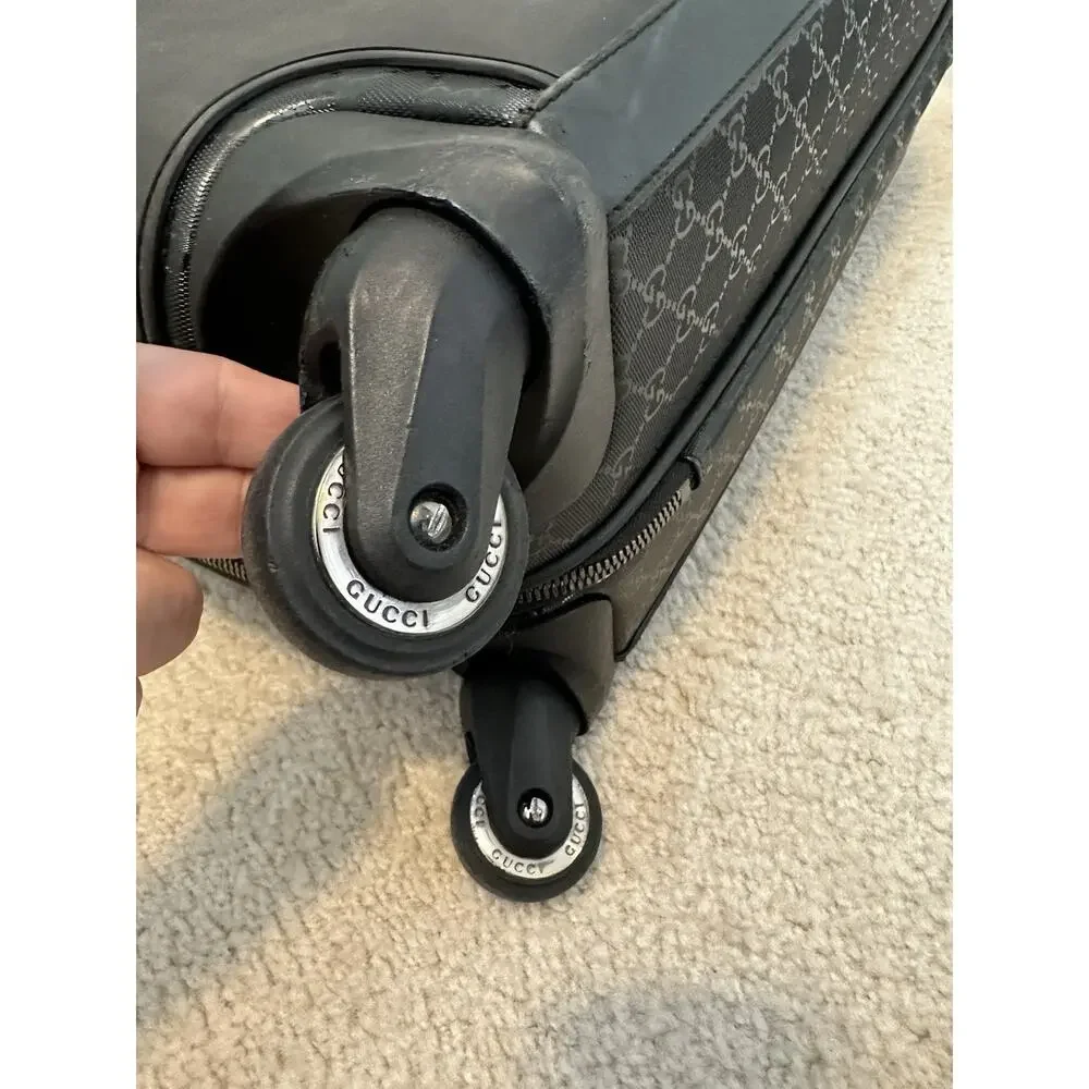 AUTHENTIC GUCCI GG IMPRIME TROLLEY SUITCASE CARRY-ON LUGGAGE BLACK 293909